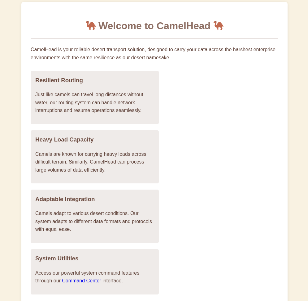 Web application landing page